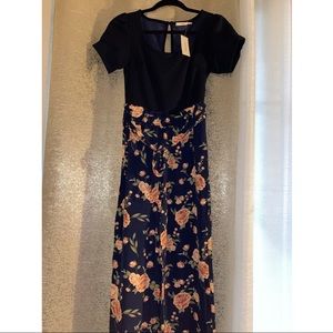 Navy blue floral jumpsuit